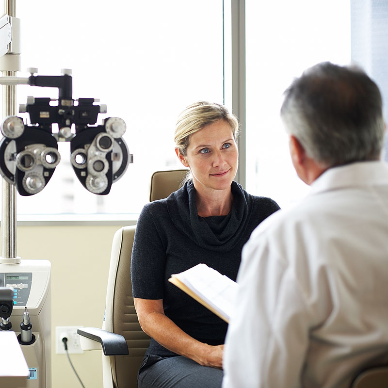 eye doctor and patient